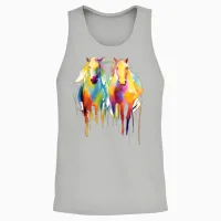 Miniature Horses Mini Horse Watercolor Splash Unisex Tank Top in Ash - 2