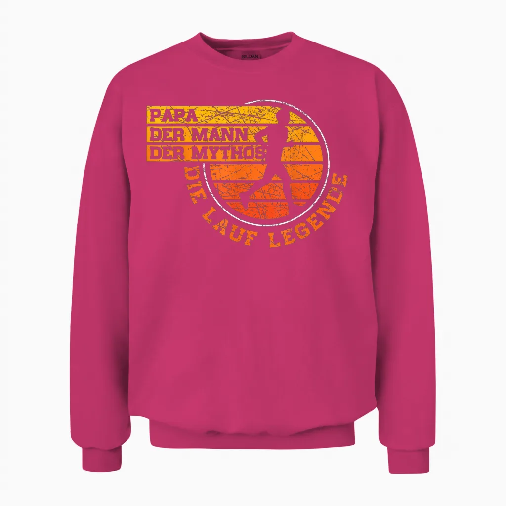 Papa Lauf Legende Läufer Jogger Marathon Lustiges Vatertag Unisex Sweatshirt in Heliconia
