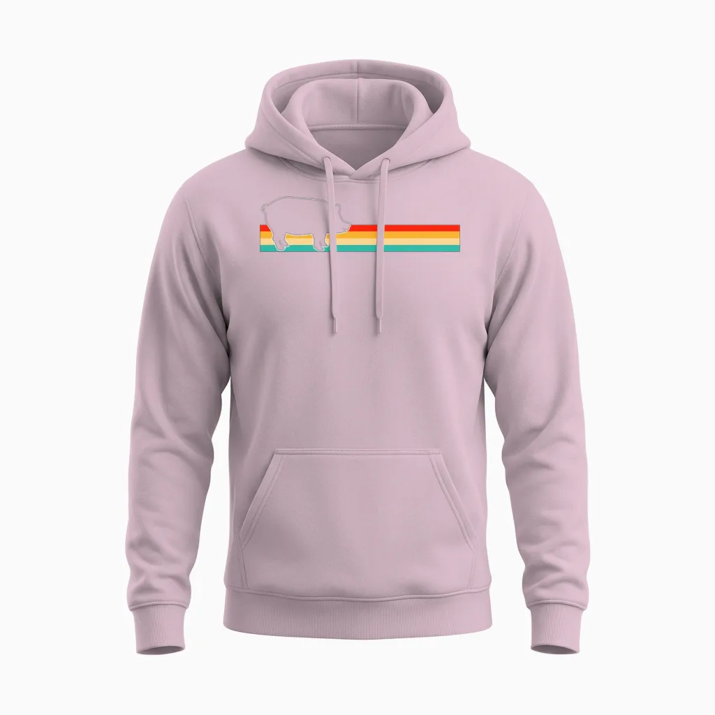 Pig Retro - Farm & Country Unisex Hoodie in Light Pink
