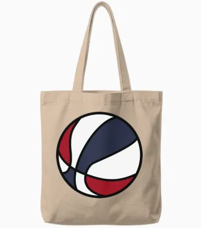 Retro Basketball Illustration Tote Bags - Natural