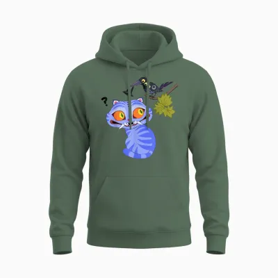 Kpop Demon Hunters Halloween Derpy & Sussy Playing With Unisex Hoodie - Military Green