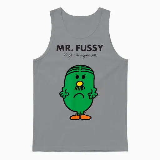 Mr. Men Mr. Fussy Unisex Tank Top in Sport Grey