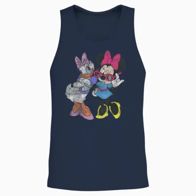 Disney Mickey and Friends Daisy & Minnie Fashion Short Sleeve Unisex Tank Top - Navy