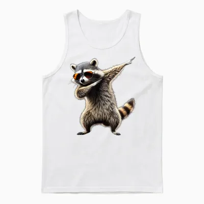 Dab a Raccoon with Sunglasses Dance Unisex Tank Top - White