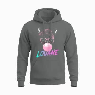 Louane - Cute Girl Name with Cute Cat Unisex Hoodie - Graphite Heather
