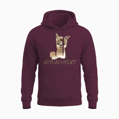 Llama with Glasses Sleep Shirt Funny Saying Alpaca Gift Unisex Hoodie - Maroon