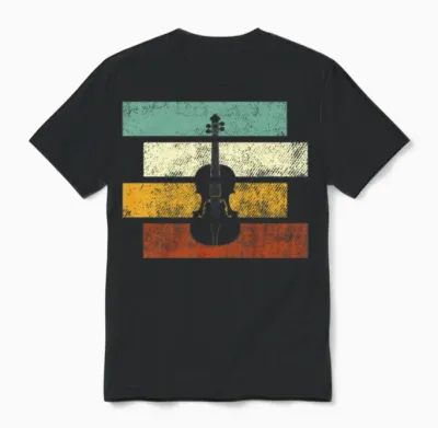 Violin Retro Unisex T-Shirt - Black