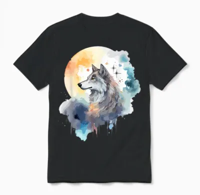 Wolfskopf Aquarell T-Shirt Damen Weiß Eu 38/39 Unisex T-Shirt - Black