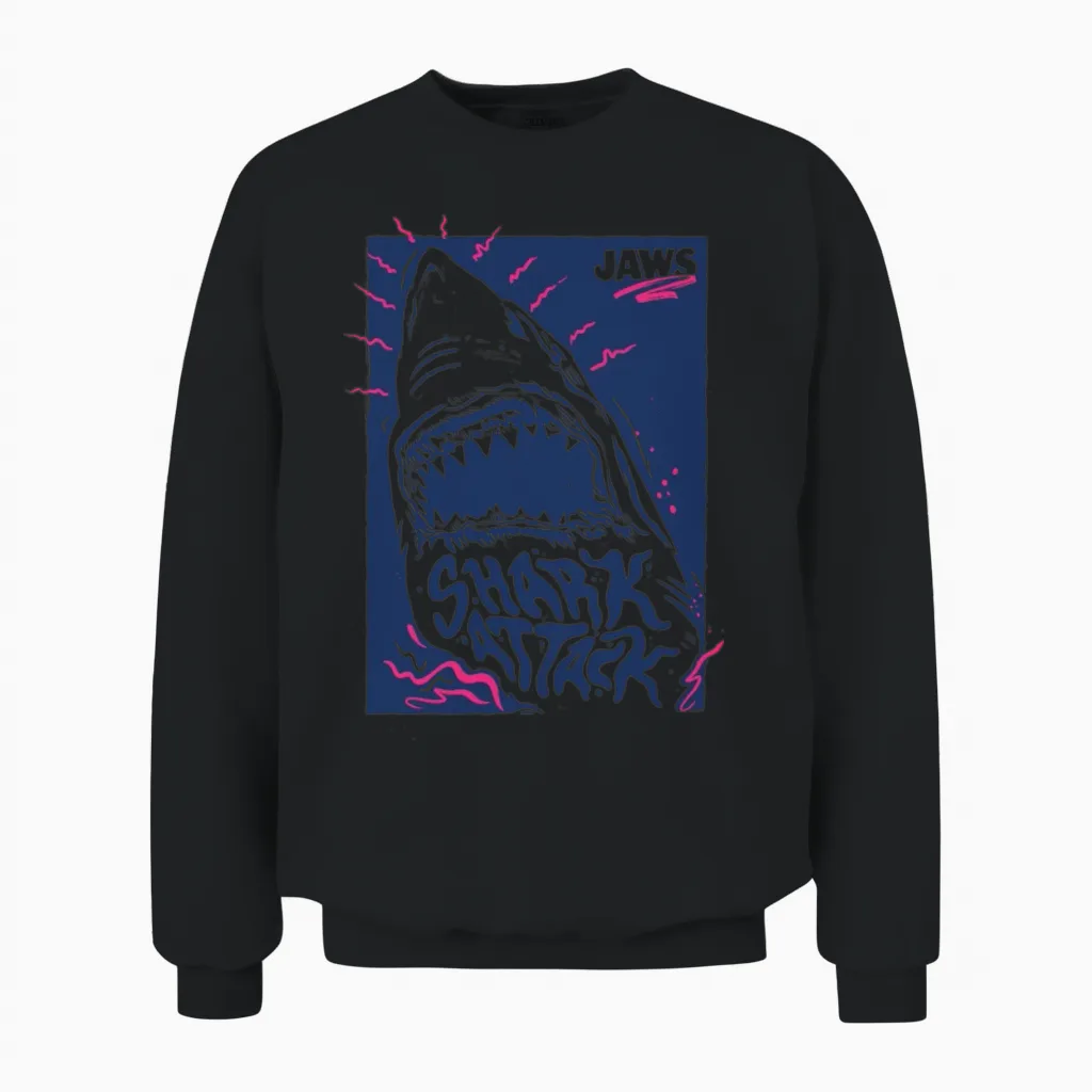 Jaws Shark Attack Unisex Sweatshirt in Black