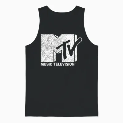 Mtv Classic Distressed Logo T-Shirt, Black Unisex Tank Top - Black