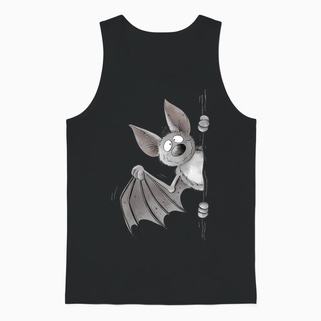 Funny Bat Flight Fox Animal Motif for Animal Lovers Fun T-Shirt, Black Unisex Tank Top in Black