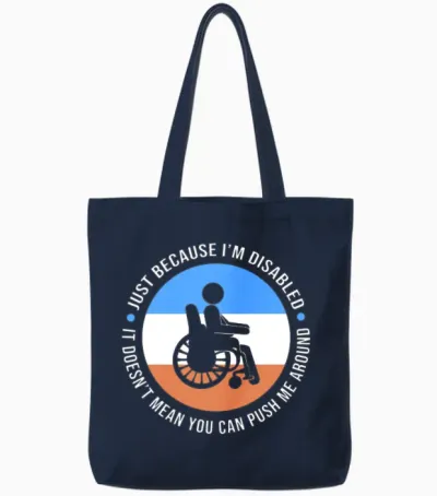 Wheelchair Bound Humor Disabled Person Tote Bags - Navy