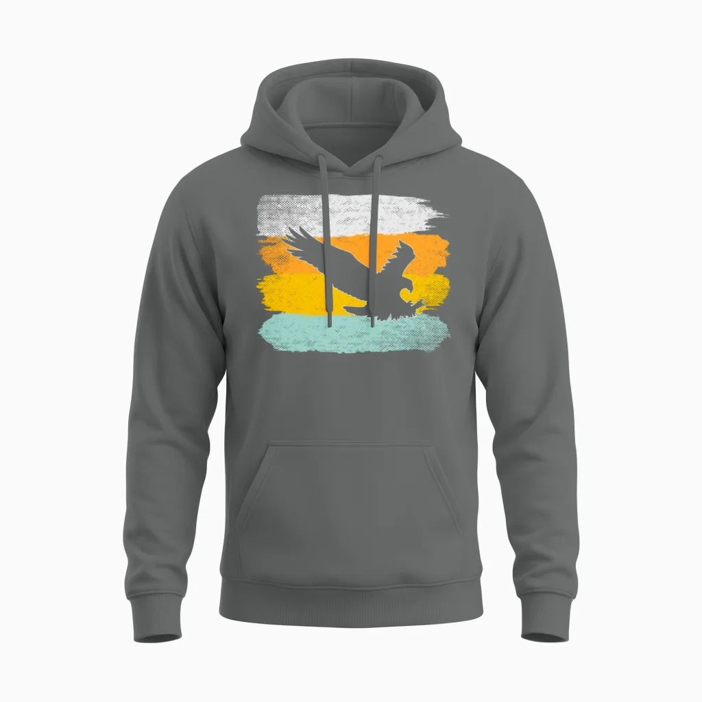 Eagle Retro Wildlife Unisex Hoodie in Graphite Heather