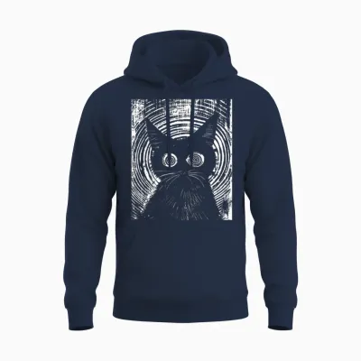 Trippy Cat | Pastel Goth Gothic Grunge Alt Punk Weirdcore T-Shirt, Black Unisex Hoodie - Navy