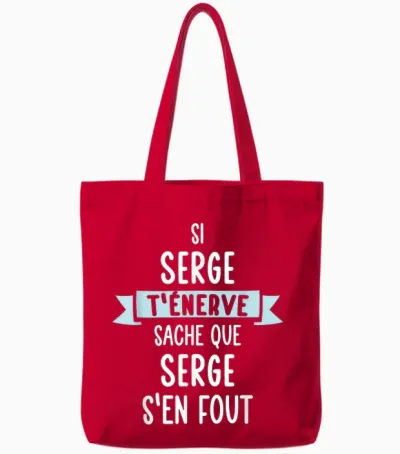 Gift Man Humour Name Personalized Serge T-Shirt, Black, S Tote Bags - Red