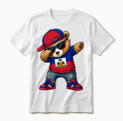 Ours Haïtien Patriotique Haïti Dab Garçons Enfants 2026 Unisex T-Shirt - White