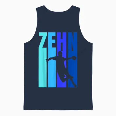 10th Birthday Boys Handball Tenth Birthday T-Shirt, Black Unisex Tank Top - Navy