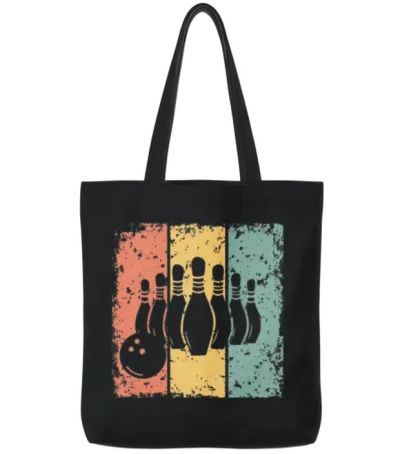 Bowling Retro Tote Bags - Black