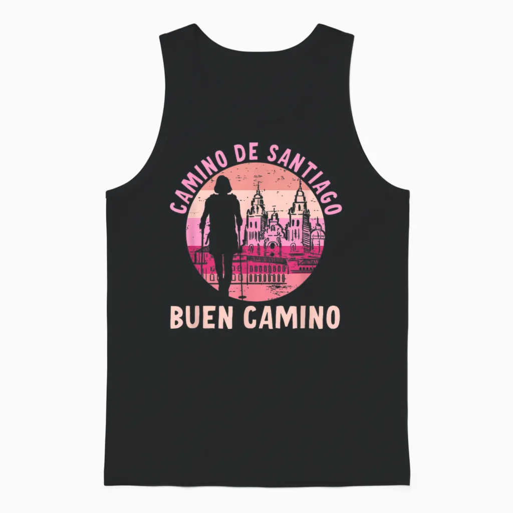 Buen Camino De Santiago De Compostela Jakobsweg Unisex Tank Top in Black