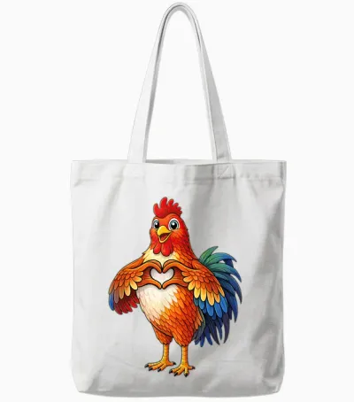 Hahn Mit Herz | Süßer Gockelhahn Mit Herzsymbol Tote Bags - White