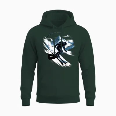 Skiing Astronaut Sport Winter Skiing Funny Space Ski Unisex Hoodie - Forest