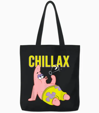Mademark X Spongebob Squarepants - Patrick Star - Chillax Tote Bags - Black