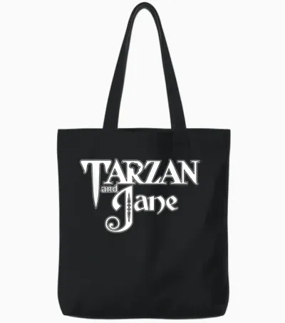 Tarzan and Jane Logo T-Shirt, Black, S Tote Bags - Black