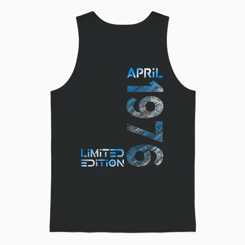 Limited Edition April 1976 Mann Frau 50. Geburtstag Unisex Tank Top in Black