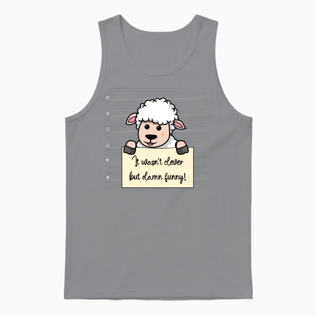 Sheep Was Not Clever but Funny Unisex Tank Top in Sport Grey