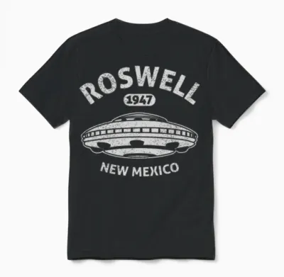 Roswell New Mexico 1947 Ufo Incident Unisex T-Shirt - Black