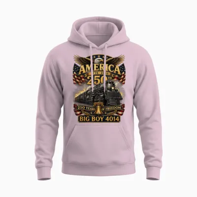 Big Boy 4014 Train Usa 250th Anniversary Patriotic American Unisex Hoodie - Light Pink