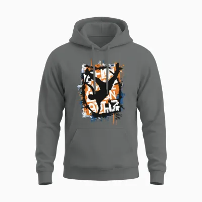 Vintage Hip Hop Rapper-Inspired Urban Art Unisex Hoodie - Graphite Heather