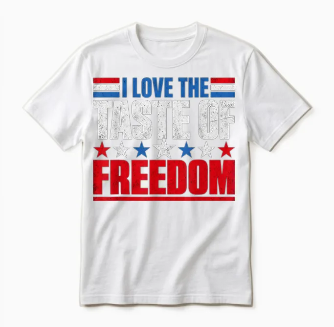 I Love the Taste of Freedom Couple Matching Patriotic Fourth Unisex T-Shirt in White