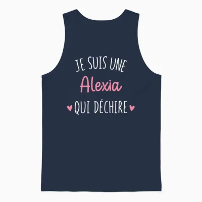 Personalised Women's Gift Name Alexia Qui Déchire T-Shirt, Black, Female X-Small Unisex Tank Top - Navy