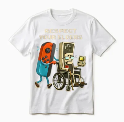 Respect Your Elders Gaming Control Retro Funny Gamer Unisex T-Shirt - White