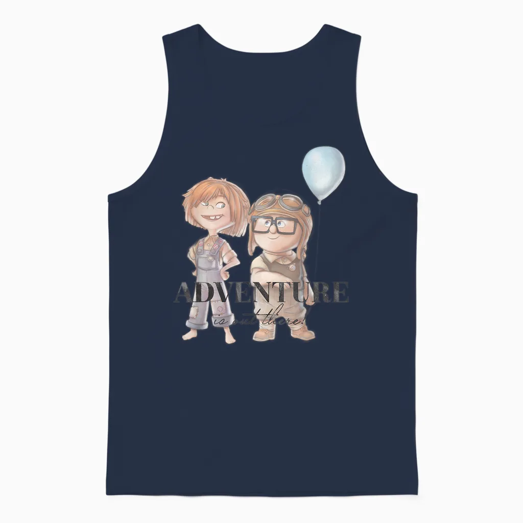 Disney 100 and Pixar's Up Carl Ellie Adventure Is Out There Unisex Tank Top in Navy