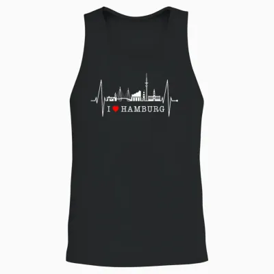Hamburg Skyline Herzschlag Silhouette Liebe I Love Hamburg Unisex Tank Top - Black