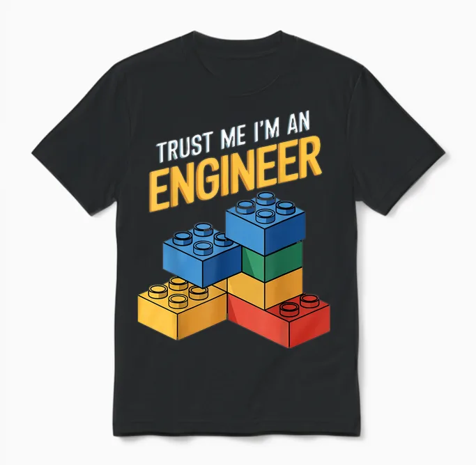 I'm an Engineer Kids Brick Builder Bricks Building Blocks Unisex T-Shirt in Black