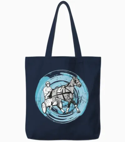 Trotting Horse Sulky Horses Trotting-Race Tote Bags - Navy
