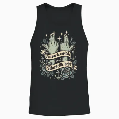 C'est Pas La Capitale C'est Marseille Unisex Tank Top - Black