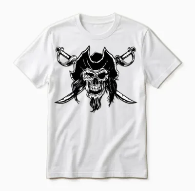 Pirate Skull and Bones Crossed Swords Unisex T-Shirt - White