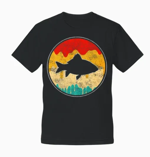 Fish Retro Unisex T-Shirt - Black