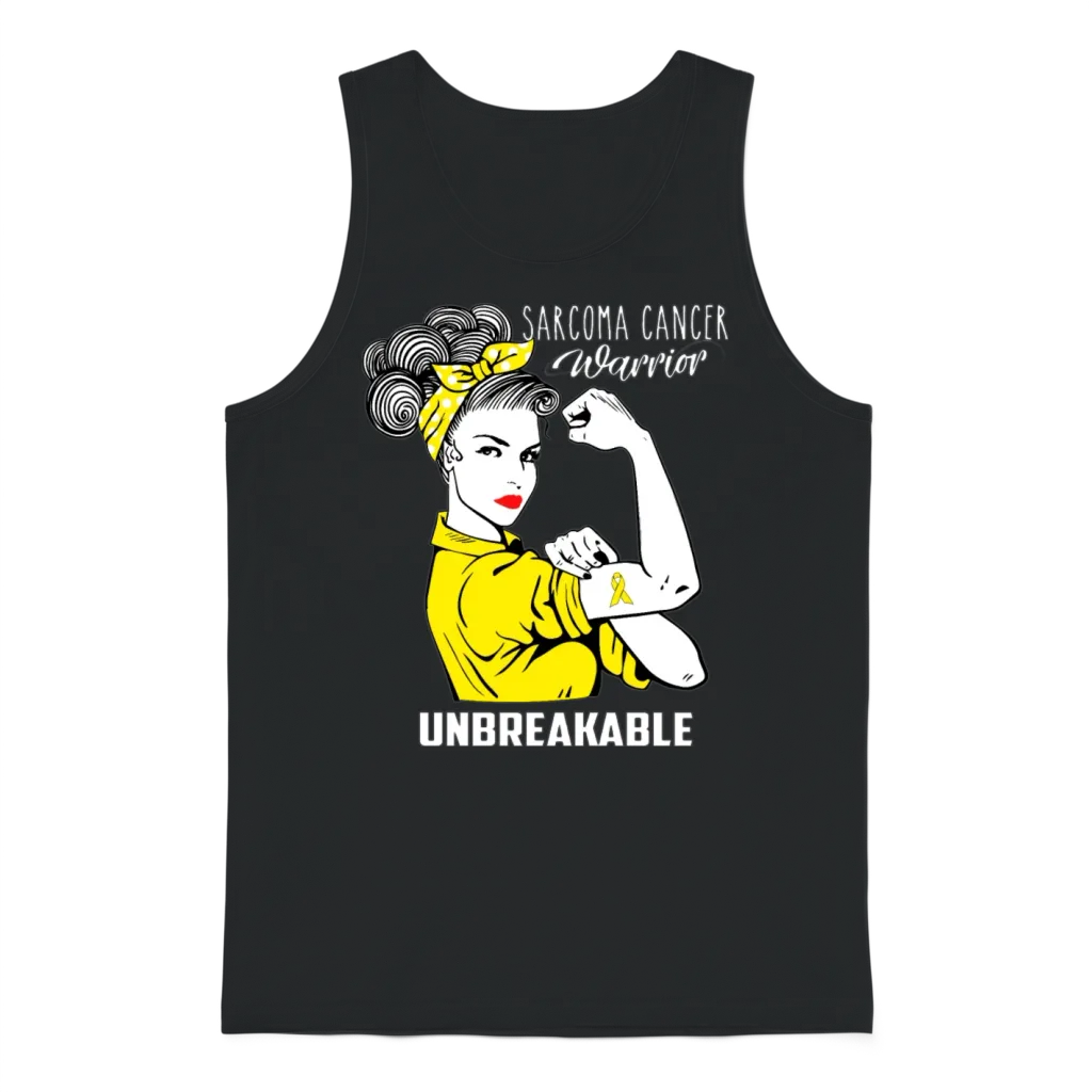 Sarcoma Cancer Warrior Unbreakable Awareness Unisex Tank Top - Black