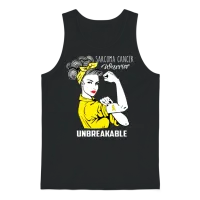 Sarcoma Cancer Warrior Unbreakable Awareness Unisex Tank Top - Black – 1