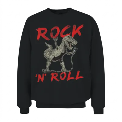 Rock 'n' Roll Dinosaur Music, Concert, Festival Unisex Sweatshirt - Black