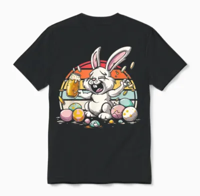 Betrunkener Osterhase Lustiger Bier-Hase Humor Für Erwachsene Unisex T-Shirt - Black