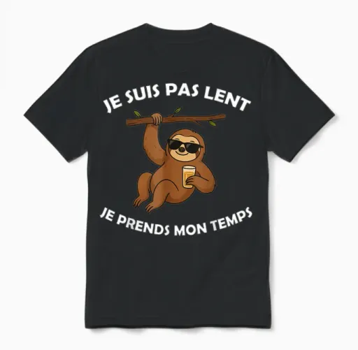 Humour - Paresseux – J'suis Pas Lent, Je Prends Mon Temps Unisex T-Shirt - Black