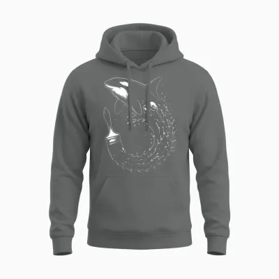 Whale Wave Inkbrush Unisex Hoodie - Graphite Heather
