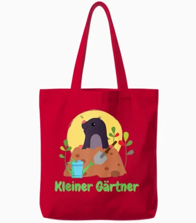 Süßer Maulwurf Kleiner Gärtner Kinder Motiv. Gartenarbeit Tote Bags - Red