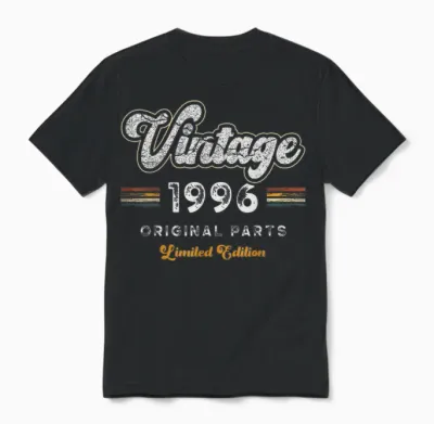 Vintage 1996 Original Parts 29th Birthday Unisex T-Shirt - Black